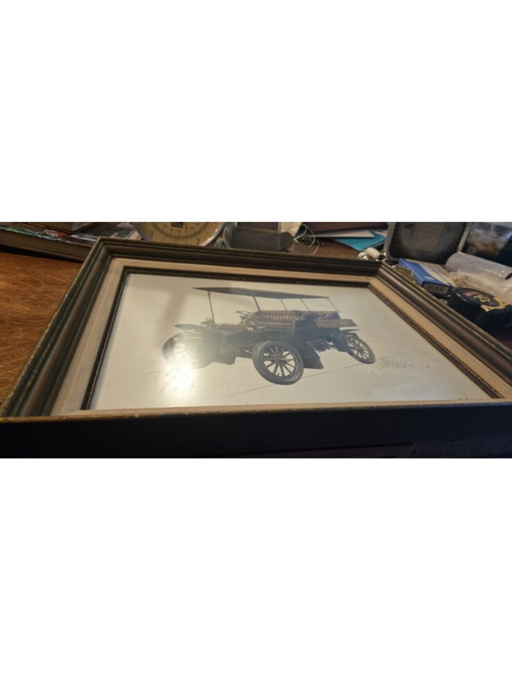 Vintage 1904 Cadillac Car Signed Biederman Print 1956 Donald Art Co,Inc. N.Y.